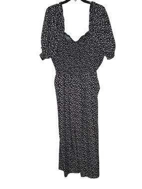 L.N.V Floral Puff Sleeve Wide-Leg Jumpsuit Romper Size 2X NWT